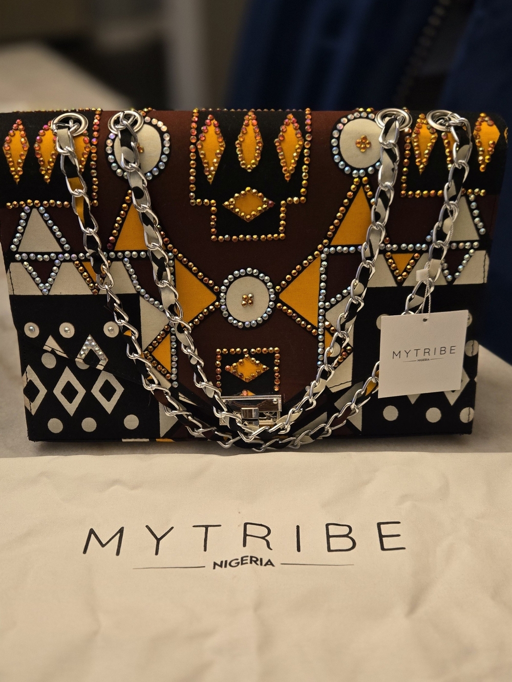 My Tribe Nigeria Ankara Fabric Box Trunk Crossbody Bag